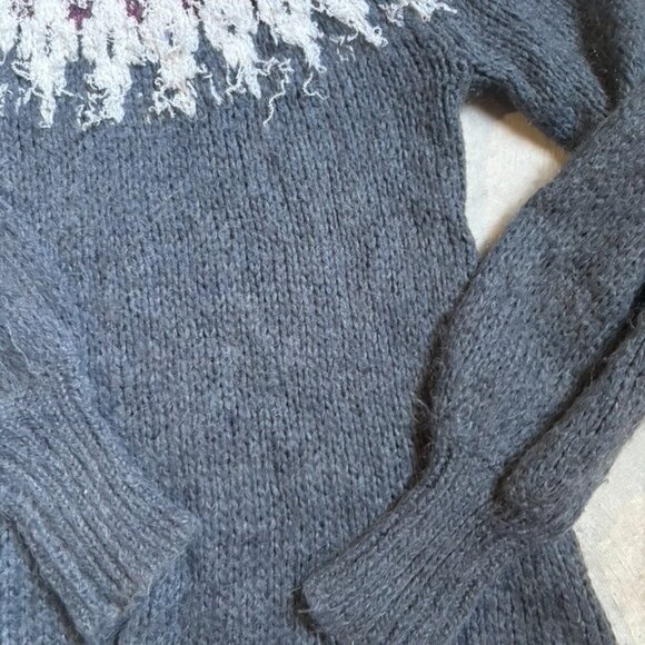 ** Free People Baltic Alpaca Mohair Fair Isle Pullover Sweater Gray S CABINCORE - Picture 4 of 8